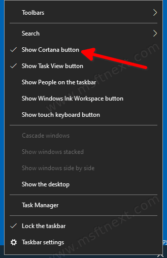 Disable Cortana Button In Windows 10 Taskbar
