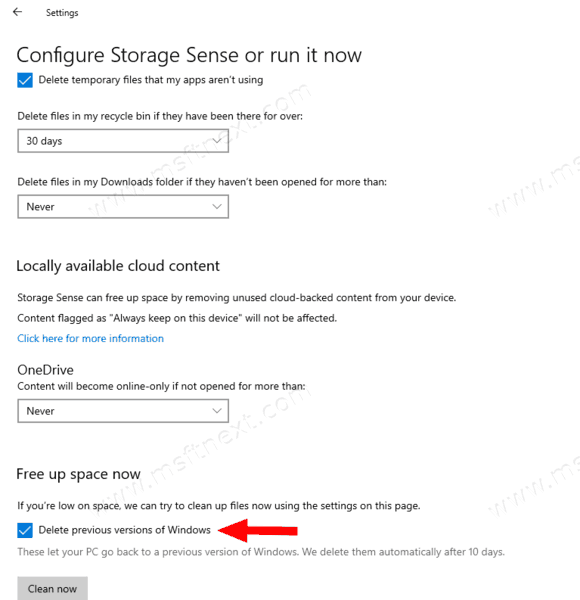 Free Up Disk Space After Upgrading Windows 10