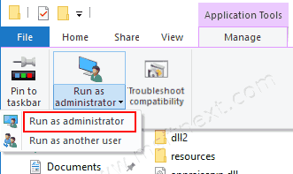 Windows 10 Run As Administrator File Explorer Ribbon