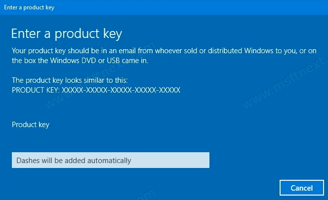 Windows 10 Enter Product Key In Settings