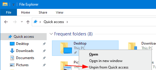 Remove Frequent Folders from Quick Access in Windows 10