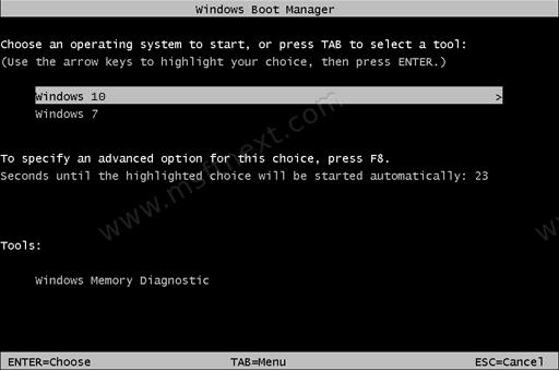 Enable Classic Windows 7-like Boot Menu in Windows 10