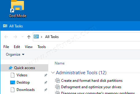 Windows 10 Create God Mode Shortcut Explorer