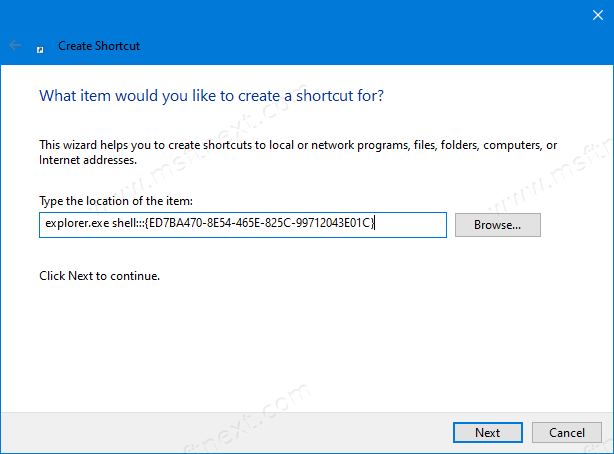Windows 10 Create God Mode Shortcut Location