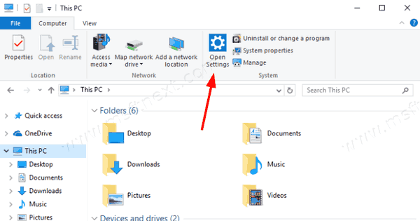 Windows 10 File Explorer Settings Icon