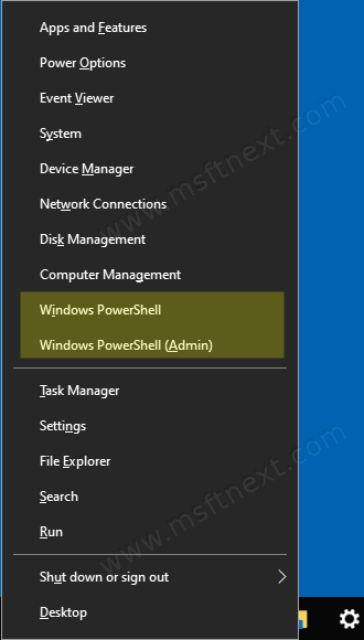 Windows 10 Run Powershell From Win Plus X Menu