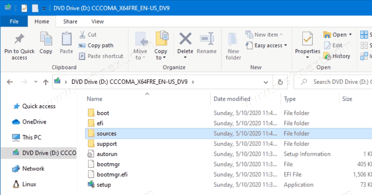 The Sources Folder in the ISO image 