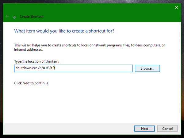 Windows 10 Advanced Startup Options Shortcut