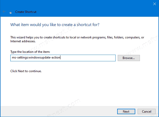 Create Check For Updates Desktop Shortcut Windows 10