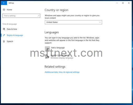 Region (home) location - change in Windows 10