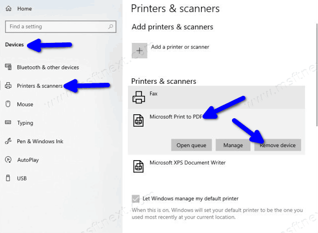 Remove Ms Print To Pdf From Settings