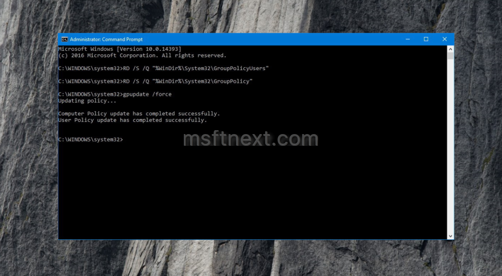 Reset all local group policy settings in windows 10