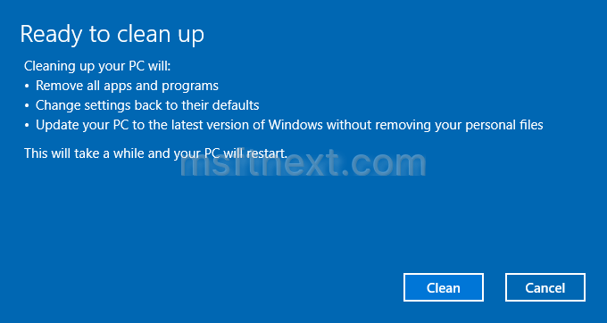 Clean Up PC is a new Reset feature in Windows 10 Creators Update