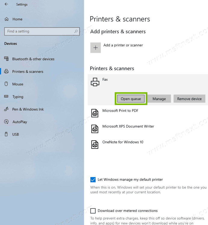 Windows 10 Find Printer Queue