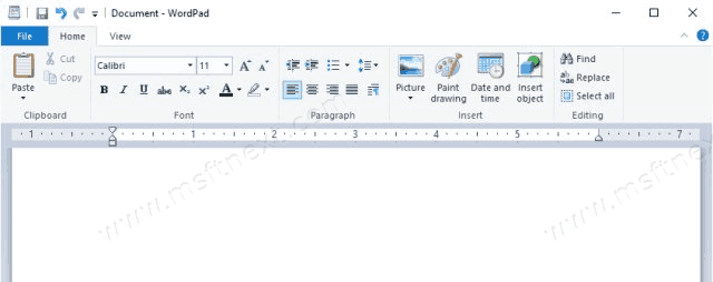 WordPad Keyboard Shortcuts in Windows 10