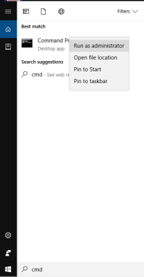 Open Command Prompt Elevated Start Menu