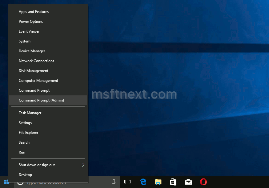 Windows 10 Win+X Command Prompt