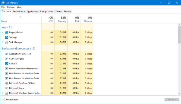 Windows 10 Task Manager Full View