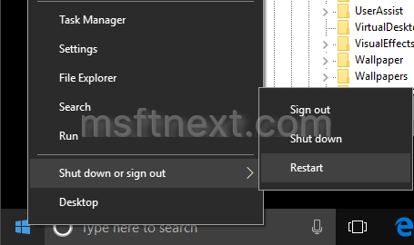 Restart Windows 10 Menu