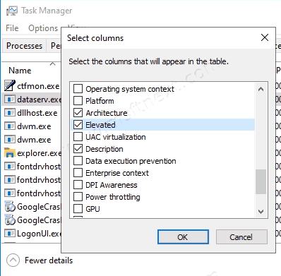 Task Manager Add Elevated Column