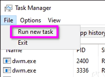 Task Manager Run New Task