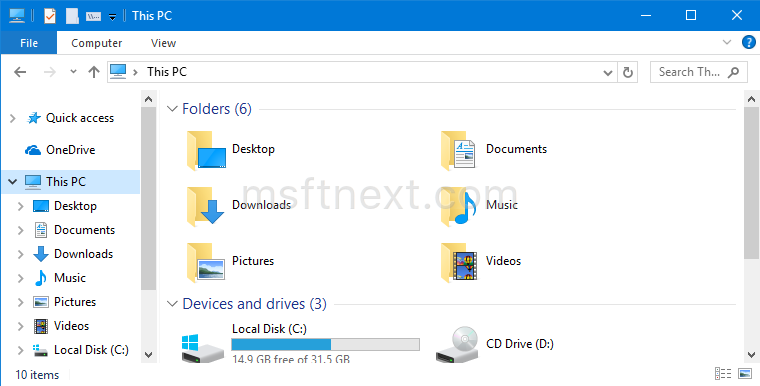 Windows 10 File Explorer