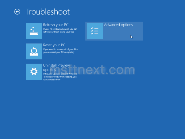 Windows 10 Advanced Troubleshoot Options 