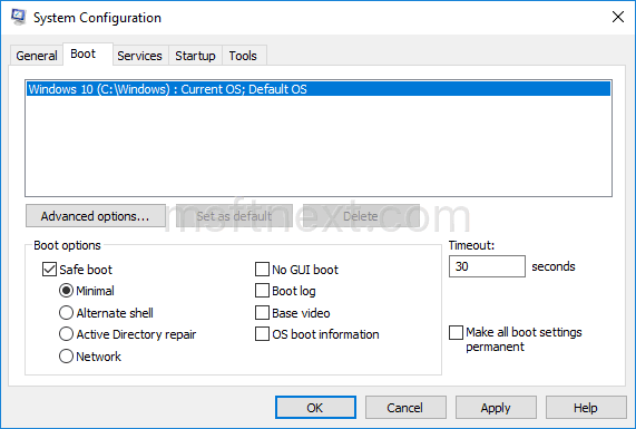 Windows 10 Msconfig Enable Safe Mode 