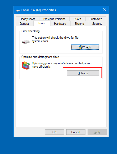 Windows 10 Defrag Drive 2
