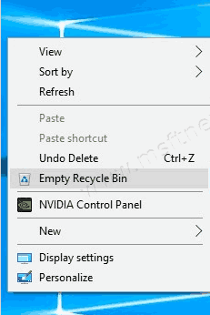 Add Empty Recycle Bin Context Menu In Windows 10