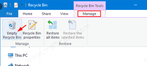 Empty Recycle Bin In File Explorer