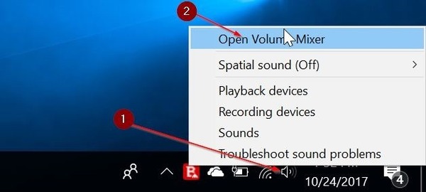 Windows 10 Open Volume Mixer