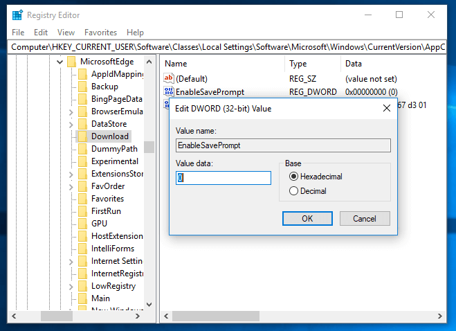 Edge Disable Download Prompt Tweak