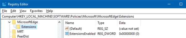 Prevent Installing Extensions Edge Registry