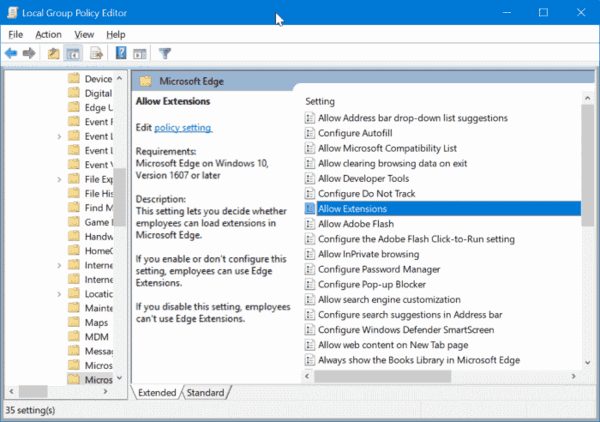 Prevent Installing Extensions In Microsoft Edge