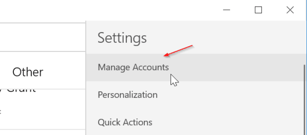 Click Manage Accounts