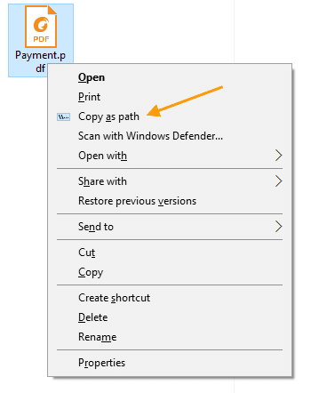 Always Show Copy Path Context Menu in Windows 10