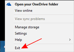 Exit Onedrive Windows 10