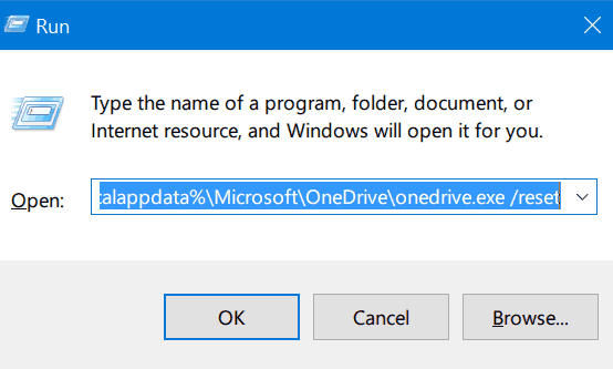 Reset Onedrive Windows 10