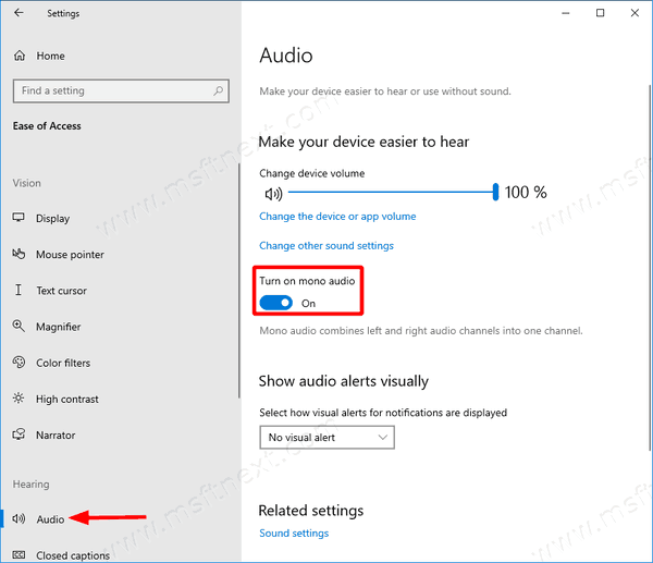 Windows 10 Enable Mono Audio 1