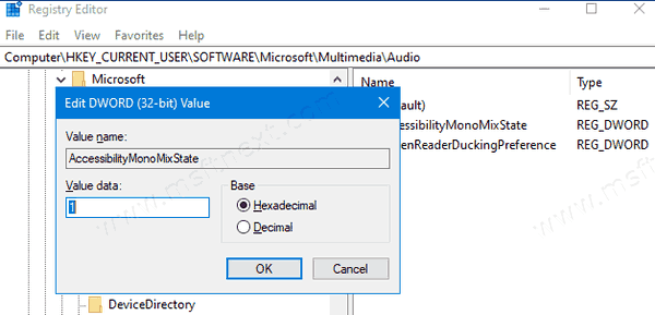 Windows 10 Enable Mono Audio 2