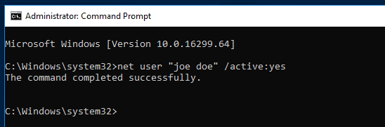Windows 10 Enable User Account 1
