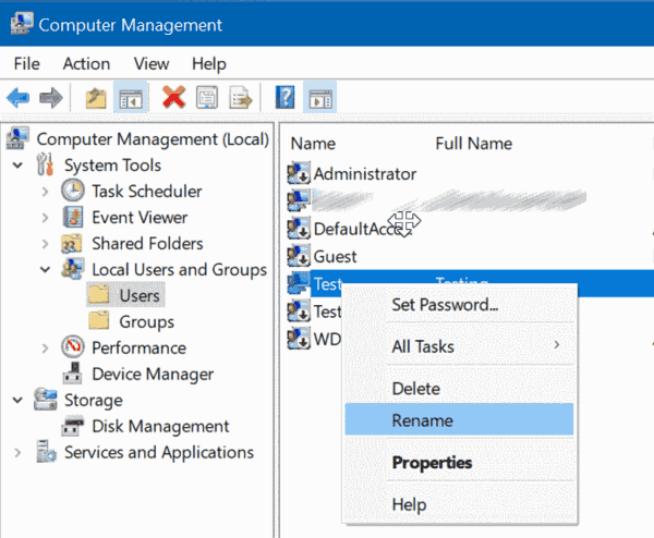 Rename User Accounts In Windows 10