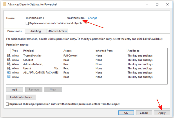 Take Ownership Of A Registry Key 5