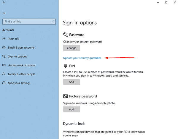 Add Security Questions For A Local Account In Windows 10 Img1