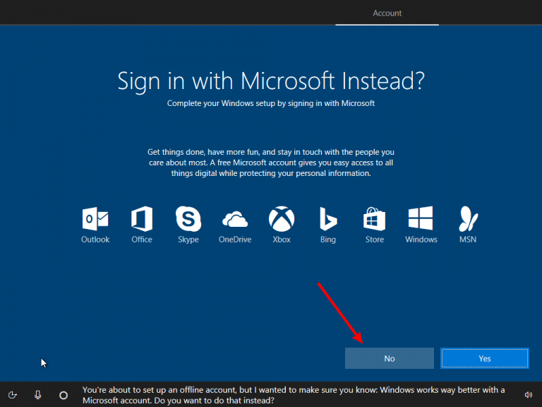Install Windows 10 Without Microsoft Account