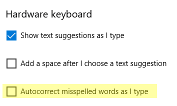 Disable Autocorrect Misspelled Words In Windows 10