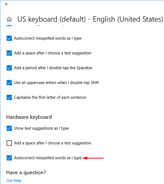 Enable Autocorrect Misspelled Words In Windows 10