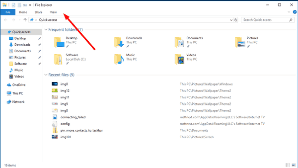 Hide Ribbon Windows 10 Pic1