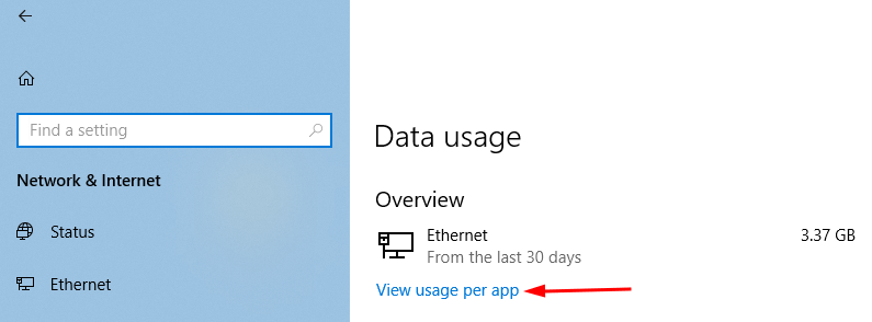 Vew Data Usage Per App Link